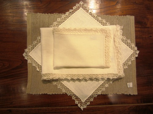 Hand crotcheted Lithuanian Linen Tabletop