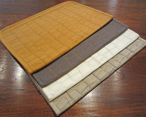 Hand embroidered linen placemats