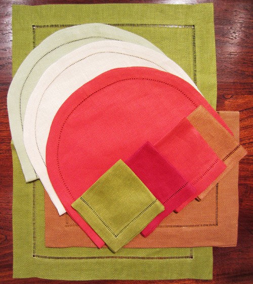 Nobel herringbone linen napkins and placemats