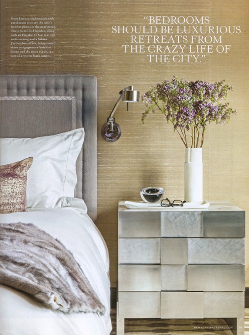 Sara Story designs with sumptuous ANICHINI linens in the master bedroom